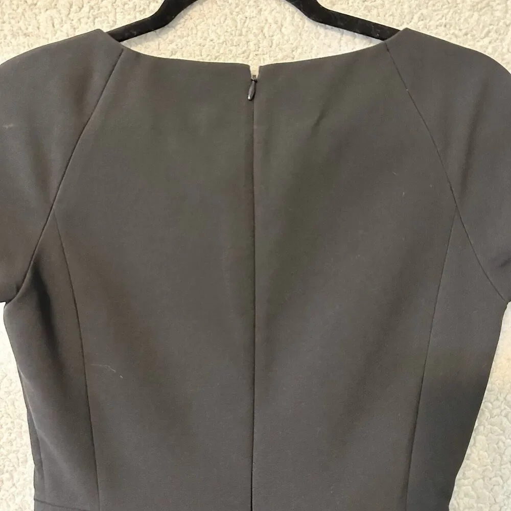 J Crew Women’s Cap Sleeve Boatneck Bodycon Midi Dress Black‎ Size 0 NEW